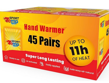 Hand Warmers - Up to 11 Hours of Heat, Super Long Lasting - Easy, All Natural - Air Activated, for Body, Hands & Toes - Odorless Hot Hand Warmer - Sport Temp